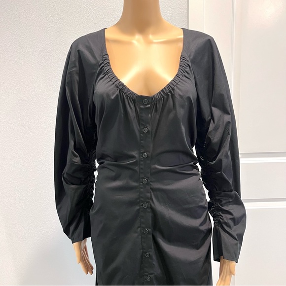 Who What Wear Women’s Tiffany Scoop-Neck Midi Long Sleeve Black Dress Medium - Picture 2 of 12